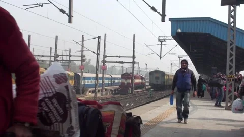 An Indian Railways Platform In India Stock Footage 159165736