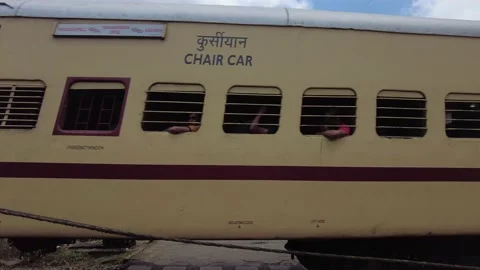 Indian railways, train passing by Stock Footage 204883992