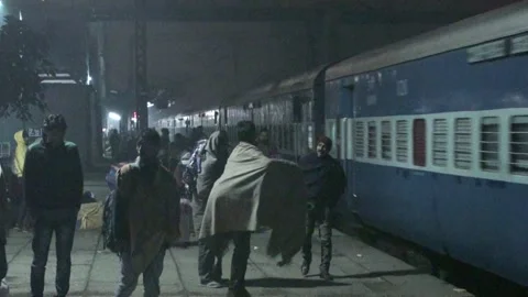 An Indian Railways Train Platform In India Stock Footage 159166504