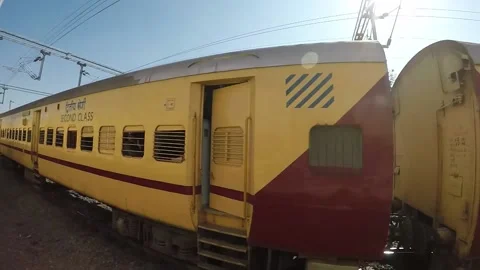 Indian Railways Train Running On Track, Real time Stock Footage 145679555