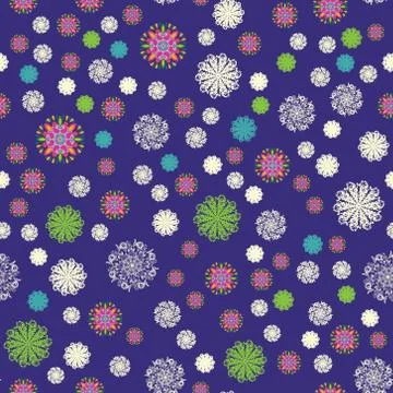 Indian rangoli seamless pattern on blue background. Stock Illustration