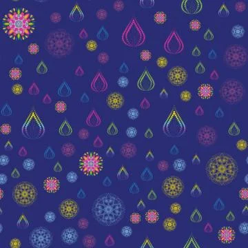 Indian rangoli seamless pattern diwali celebration. Stock Illustration