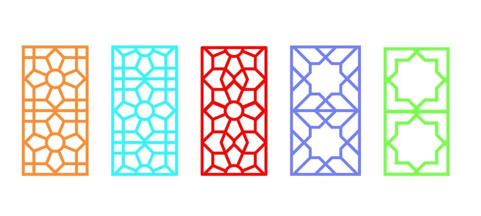 Indian rectangle window frame with islamic pattern 스톡 일러스트