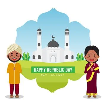 Indian Republic Background with Character Stock Illustration