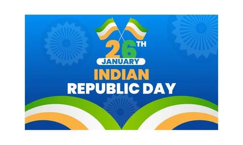 Indian Republic Day Editable Vector Web Banner Stock Illustration