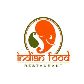 Indian restaurant vector icon with elephant head Stock Illustration