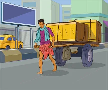 Indian Rickshaw Worker Stock Illustration