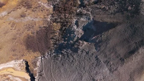 Indian River in badlands next to bluff Stock Footage 306092756