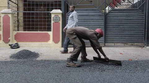 Indian Road Construction by Labour 動画素材 55439734