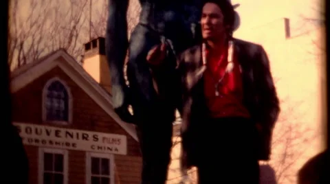 Indian ruler Massasoit Ousamequin Yellow Feather statue Plymouth Rock Stock Footage 40104574