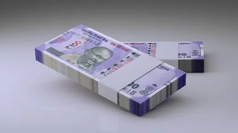 Indian Rupee 100 Currency Note Bundles - 3D Illustration Stock Illustration