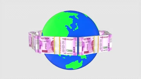 Indian Rupee 2000 Money Around Globe Animation Stock Footage 342903173