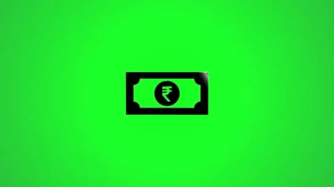 Indian rupee banknote spinning in air against bright green background with .. Stock Footage 346496304