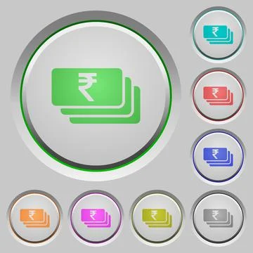 Indian Rupee banknotes push buttons Stock Illustration