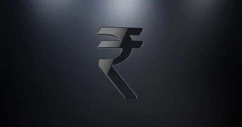 Indian Rupee Black 3d Icon Stock Footage 71160974