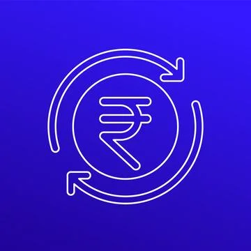 Indian rupee cashback vector line icon 스톡 일러스트