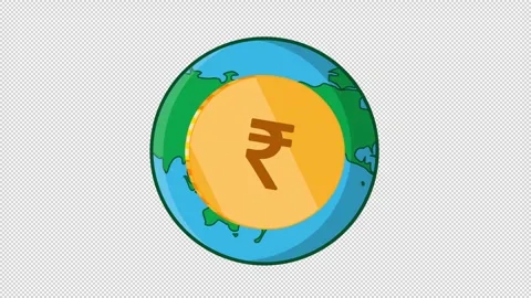 Indian Rupee Coin Globe Rotation Animation Stock Footage 341750197