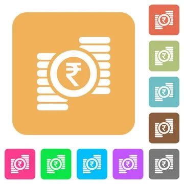 Indian Rupee coins rounded square flat icons Illustrazione stock