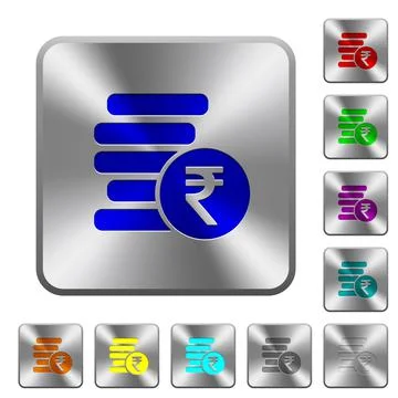 Indian Rupee coins rounded square steel buttons Stockillustratie