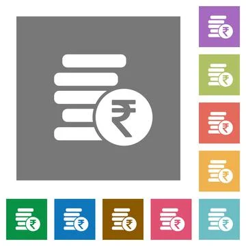 Indian Rupee coins square flat icons Stockillustratie