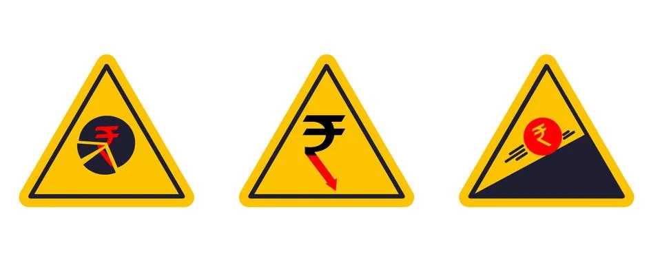 Indian Rupee Crisis Icon set Stock Illustration