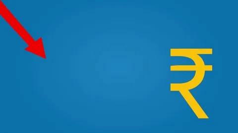 Indian Rupee Currency Falling Chart. Stock Footage 101354578