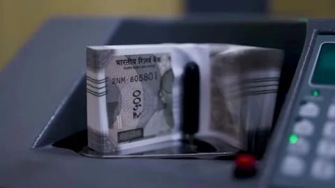 Indian Rupee Currency Notes Counting Machine Stock Footage 318200077