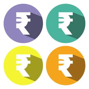 Indian rupee icon with long shadow isolated. Illustration of rupee vector ico Stock Illustration