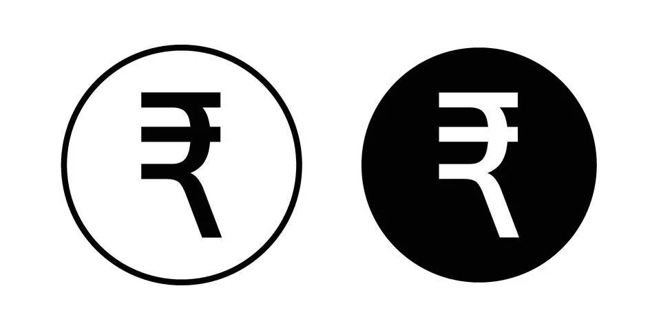 Indian rupee icon pack with silhouette and stroke web icons Stock Illustration