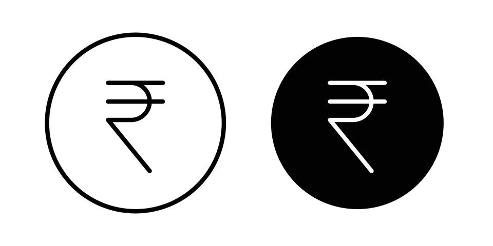 Indian rupee icon solid, line, and editable vector set. Stock Illustration