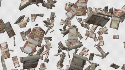 Indian Rupee Money Falling With Alpha Channel Stock Footage 345659943