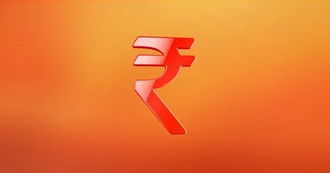 Indian Rupee Red 3d Icon Stock Footage 71161091