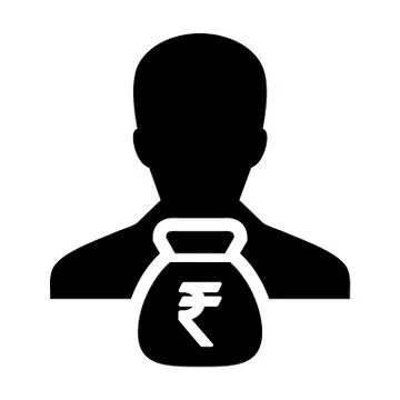 Indian Rupee Sign Icon Vector Person Male Avatar Symbol With Money Bag  Stock Illustration