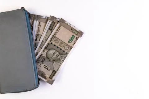 Indian Rupees in Wallet Stock Photos
