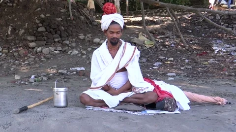 An Indian saint meditating Stock Footage 52680078