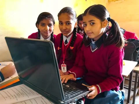 Indian school computer education program. Stock-Fotos