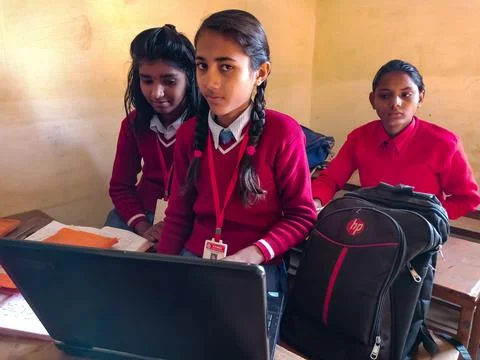 Indian school computer education program. Foto stock