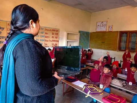 Indian school computer education program. Foto stock