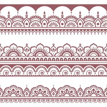 Indian seamless brown pattern, design elements - Mehndi tattoo style Stock Illustration