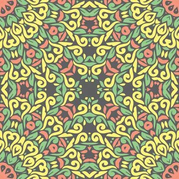 Indian Seamless Mandala Pattern. Decorative floral design. Islam Arabic motif Stock Illustration