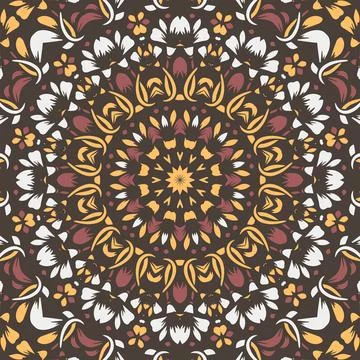 Indian Seamless Mandala Pattern. Decorative floral design. Islam Arabic motif Stock Illustration