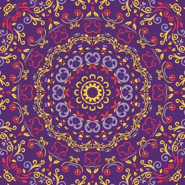 Indian Seamless Mandala Pattern. Decorative floral design. Islam Arabic motif Stock-Illustration