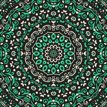 Indian Seamless Mandala Pattern. Decorative floral design. Islam Arabic motif Stock Illustration