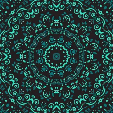 Indian Seamless Mandala Pattern. Decorative floral design. Islam Arabic motif Stock Illustration