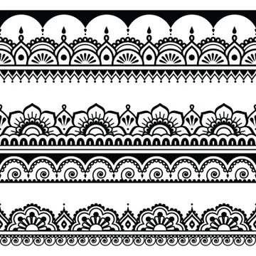 Indian seamless pattern, design elements - Mehndi tattoo style イラスト素材