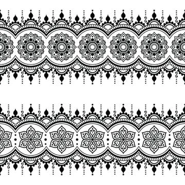Indian seamless pattern, design elements - Mehndi tattoo style 스톡 일러스트