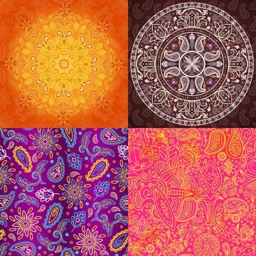 Indian seamless pattern vector oriental textured background for wedding Stock Illustration