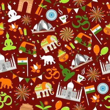 Indian seamless pattern for your design. India Independence Day background. Stock Illustration