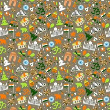 Indian seamless pattern for your design. India Independence Day background. I Stock Illustration