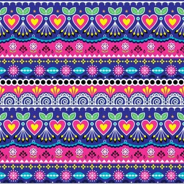 Indian seamless vector pattern, Pakistani truck art design Stock Illustration